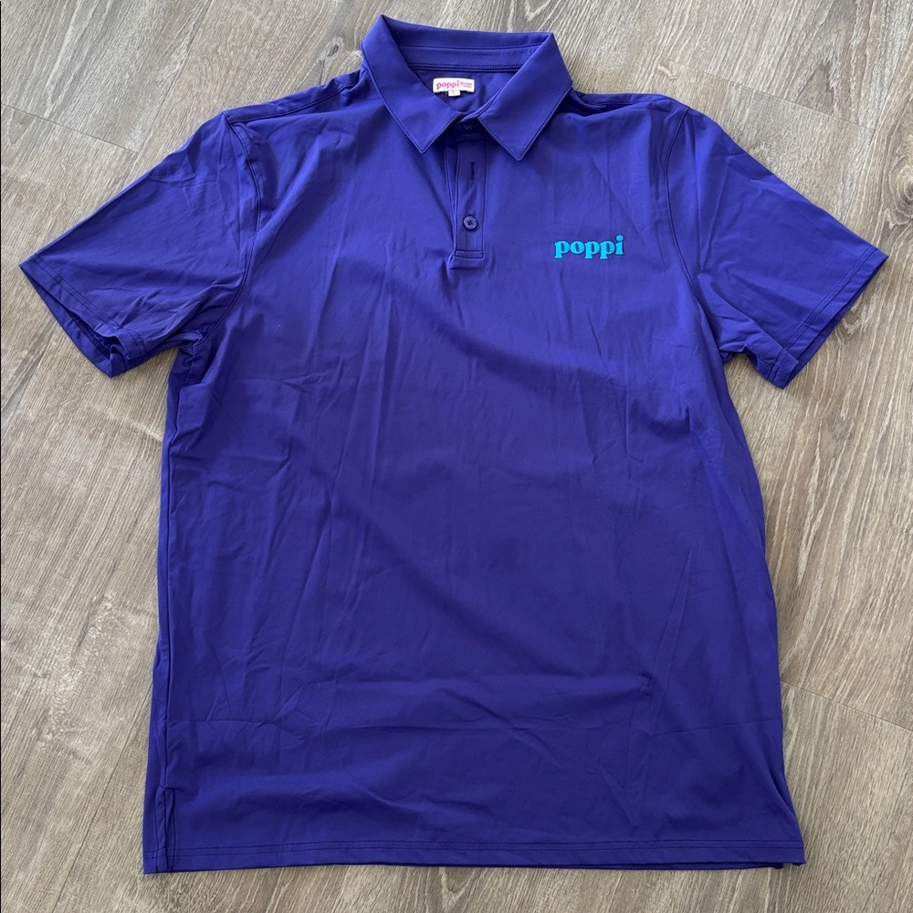 Purple Poppi nylon colllered tee shirt unisex L